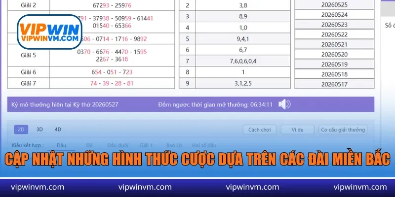 Cập nhật những hình thức cược dựa trên các đài miền Bắc