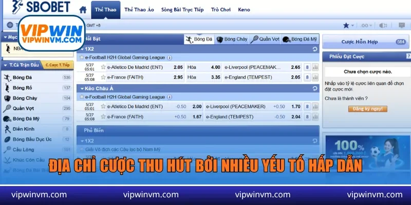 Địa chỉ cược thu hút bởi nhiều yếu tố hấp dẫn