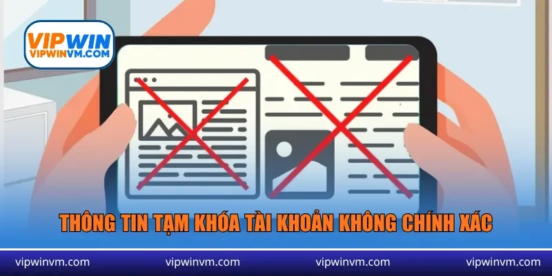 Thông tin tạm khóa tài khoản không chính xác
