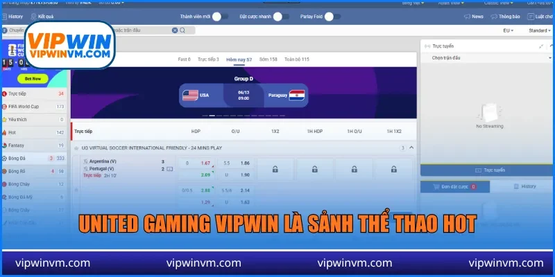 United Gaming Vipwin là sảnh thể thao hot